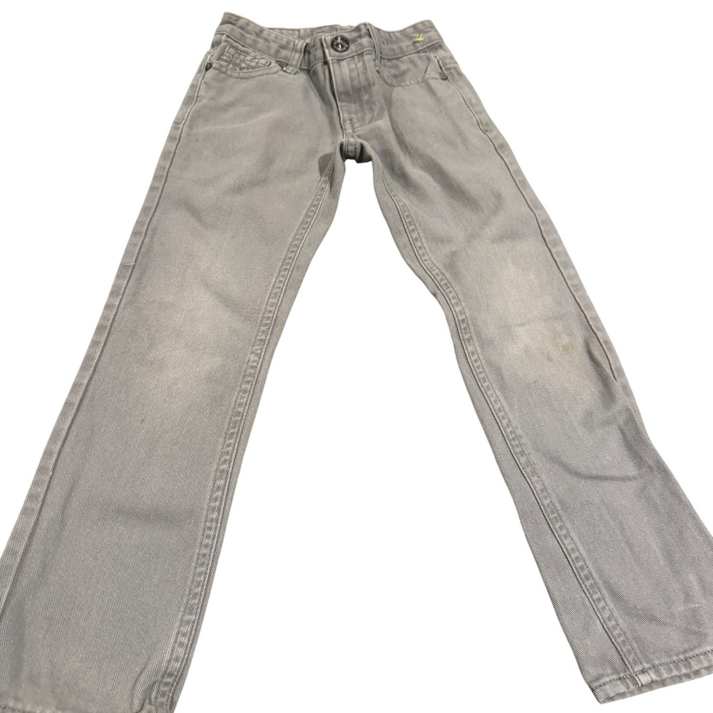 Request Boys Jeans Pants Size 8 Light Gray Denim Straight‎ Leg stains on knee